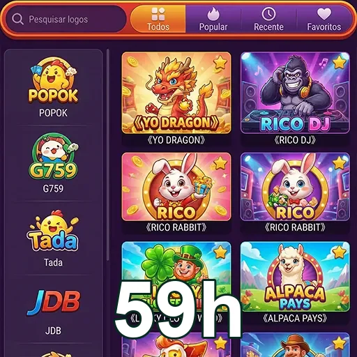 Interface 59h em celular com navegação ajustada